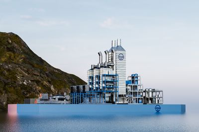 Slik kan det planlagte gasskraftverket med CO₂-fangst fra Ocean Power se ut, dersom det realiseres ved Kråkøya industripark. 