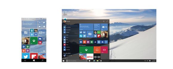 Startskjermen på nye Windows 10 - både på mobil og pc. <i>Bilde: Microsoft</i>