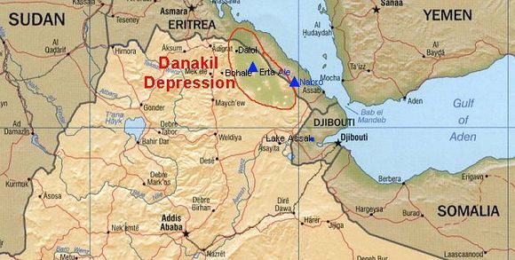 Danakil-fordypningen i Etiopia.