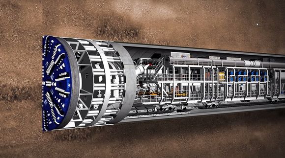 Tunnelboremaskinene veier 1000 tonn hver og er 150 meter lange.