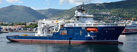 North Sea Atlantic ble levert fra Noryards i Bergen i juli i fjor. Skipet har en 550 tonns kran fra NOV og er leid ut til Technip på seksårskontrakt.