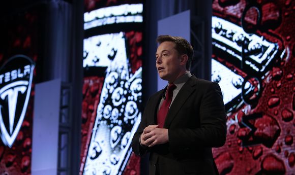 Tesla-sjef Elon Musk holdt foredrag på Automotive News World Congress i Detroit tirsdag.