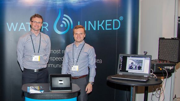 Water Linked har utviklet et system for høyhastighetkommunikasjon under vann. F.v: CEO Torgeir A. Trøite og CFO Torstein U. Skogseth.