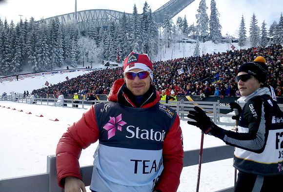 Felix Breitschädel var på det austerriske landslaget i orientering for nokre år tilbake, men no følgjer han dei ulike skilandslaga kor enn dei går. Her er han i ski-VM i Holmenkollen i 2011.