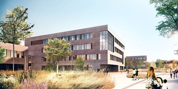 Fasade: Veterinærbyggene på det nye universitetet er tegnet med fasader av teglstein. Det er tidlig i prosjektet, og det kan bli endringer.