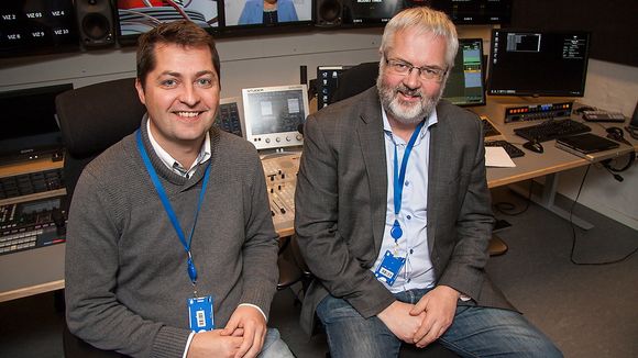 Are Tverberg, systemingeniør i TV 2 (til høyre), og Morten Larsen, produktansvarlig Mosart i Vizrt.