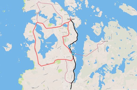 Bjørnå har selv laget et forslag til hvor i Stavanger monorailen bør gå.