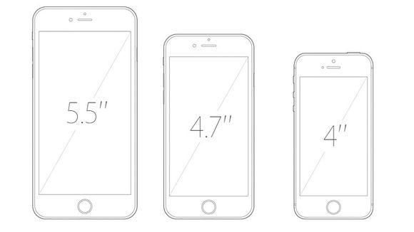 Fra venstre: iPhone 6 Plus, iPhone 6 og iPhone 5S.