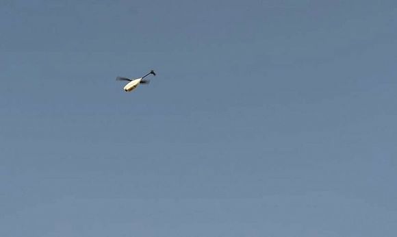 Her er et Black Hornet i lufta på rekognoseringsoppdrag i forbindelse med operasjon Qalb i Helmand-provinsen.