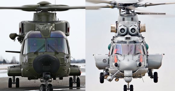Norge skal handle minst 16 helikoptre enten av typen AW101 (t.v) fra Agusta Westland eller EC725 fra Eurocopter. Foto: Per Erlien Dalløkken/Eurocopter