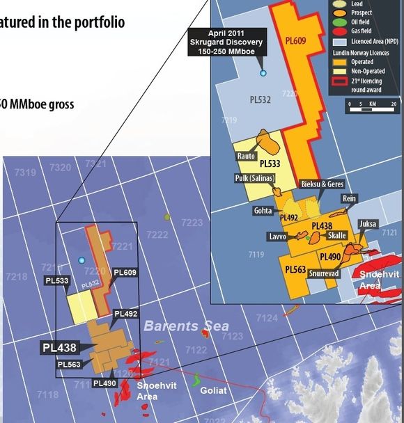 NÆR SKRUGARD: Lundin skal bore på Skalle-prospektet i første omgang. Senere går de i gang med boring i PL 609 som er nabo til Skrugard-funnet.