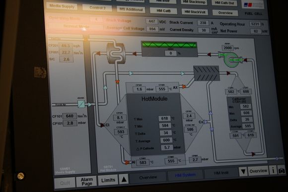 LCD: Displayet viser tilstanden på brenselcellen og systemer rundt om bord på Viking Lady.