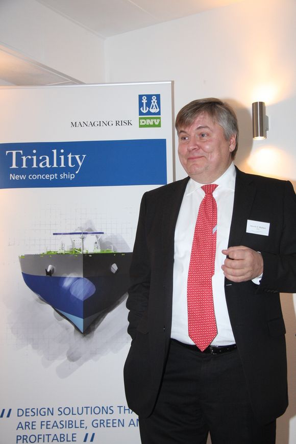 NedbetalesOPTIMIST: DNVs konsernsjef Henrik O. Madsen tror første tanker som bygges etter Triality-konseptet kan seile i 2014.