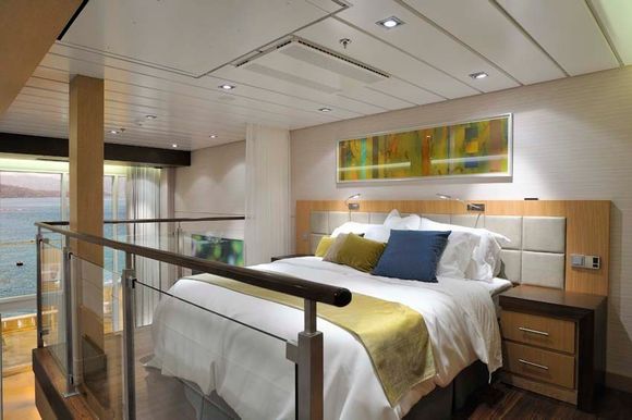 Massivt OVERSIKT: Senga i en suite om bord på Oasis of the Seas.