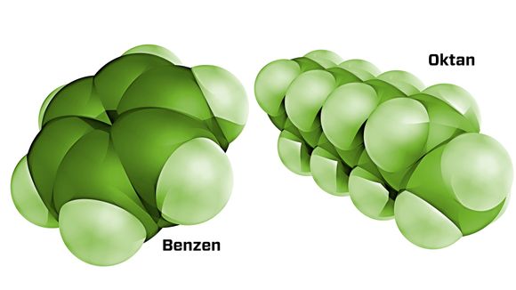 Korte kjeder: Bensin er en blanding av veldig mange ulike hydrokarboner med korte kjeder. Benzen og oktan er to av dem.