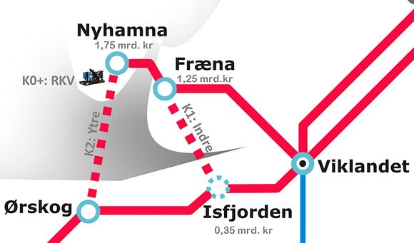 Regionalnettet kan være for svakt til at det vil lønne seg å velge det foreslåtte trinnvise, indre alternativet for styrket kraftforsyning til Nyhamna, ifølge Statnett.