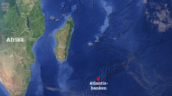 Her skal det skje: I Atlantis-banken ikke så langt fra Madagaskar.