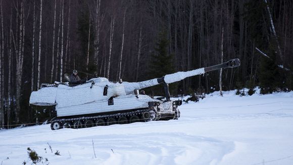 M109G på vintertesting på Rena. <i>Foto:  Simen Rudi/ Forsvarsmateriell</i>