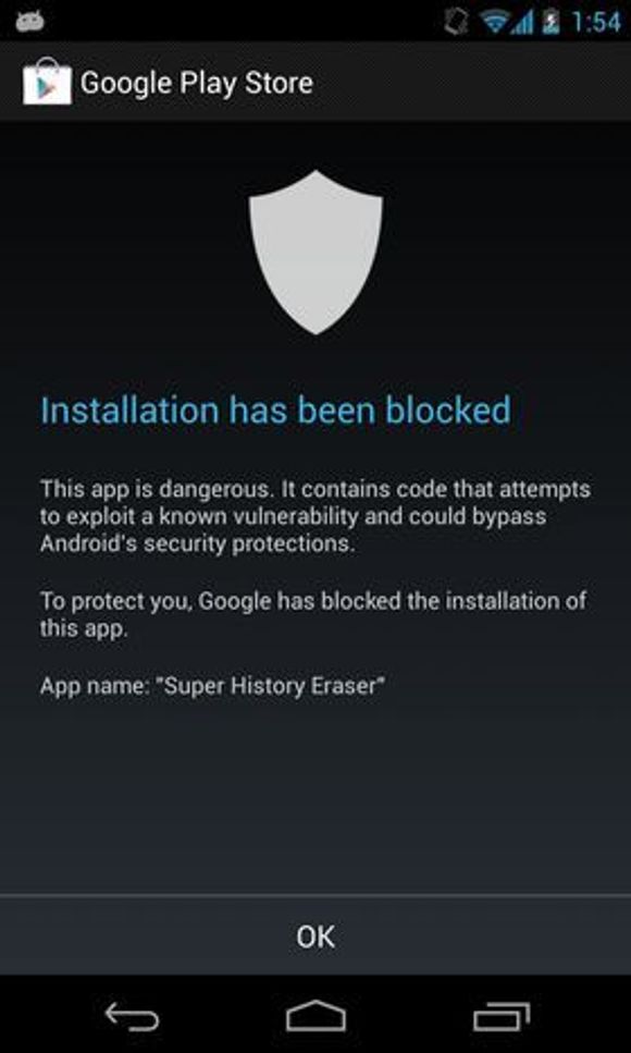 Skadevaregjenkjenningen Google Play Store-applikasjonen i Android 4.2. <i>Bilde: Google</i>