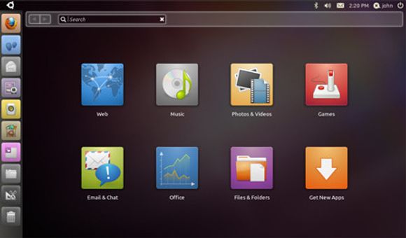 Ubuntu Unity-grensesnittet i Netbook-utgaven <i>Bilde: Ubuntu</i>