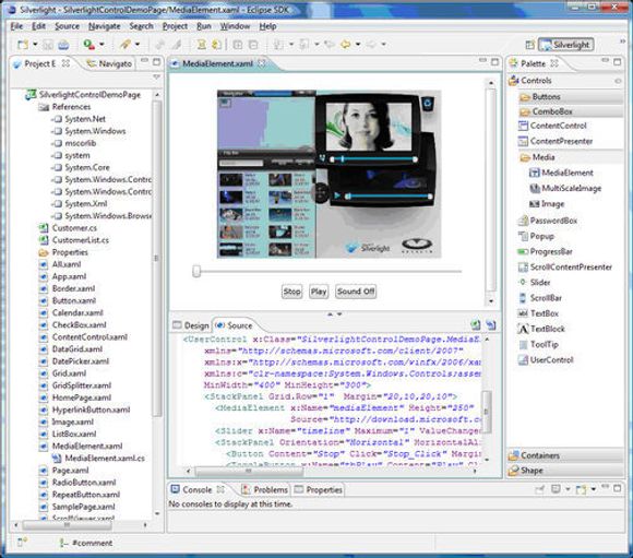 Tidlig versjon av Eclipse Tools for Microsoft Silverlight.