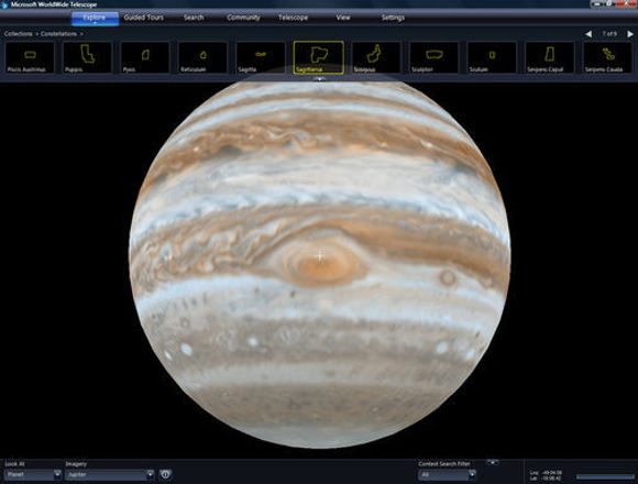 Microsoft WorldWide Telescope - nærbilde av Jupiter