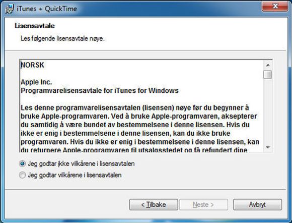 Vilkårene du må godta for å installere iTunes teller godt over 5.000 ord i den norske oversettelsen.