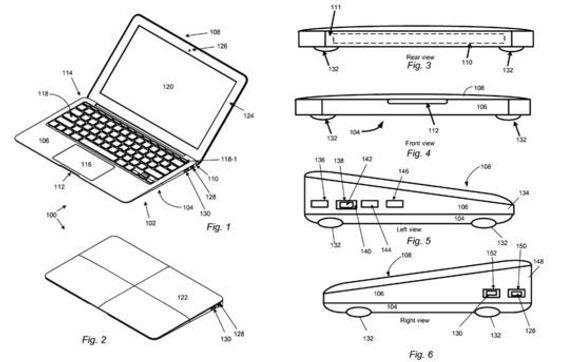 Patentsøknaden til Apple kan i teorien (dersom den innvilges) bli brukt til å stanse salg av Macbook Air-kloner, ifølge Wired. <i>Bilde: Free Patents Online</i>
