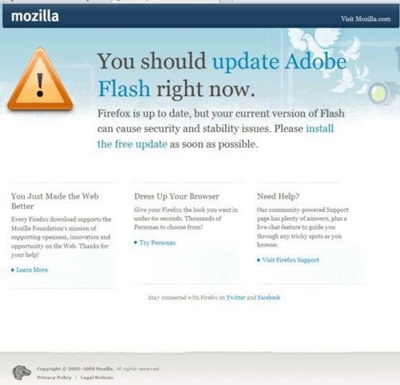 Kommende Firefox-advarsel om utdatert Flash Player