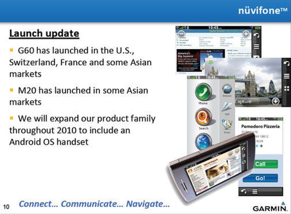 Garmin-kunngjøring om kommende, Android-basert Nüvifone.