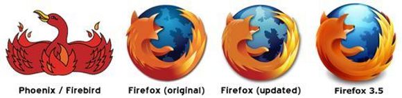 Historiske Firefox-logoer. <i>Bilde: Mozilla</i>