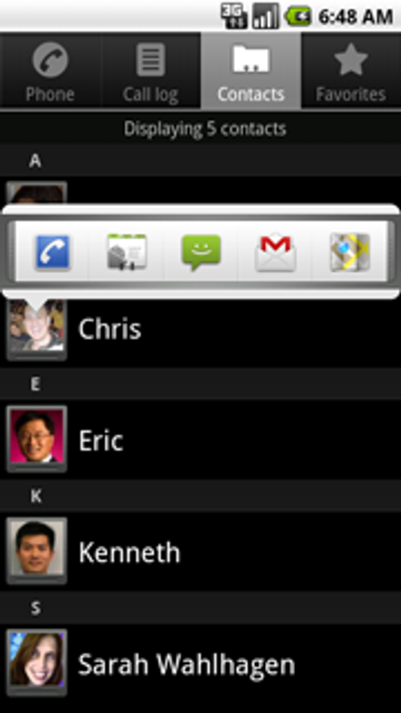 Qucik Contact i Android 2.0