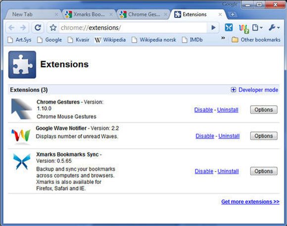 Utvidelser (Extensions) i Google Chrome.