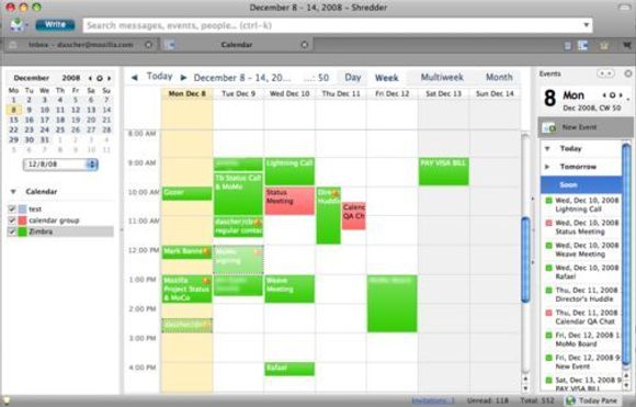 Mozilla Thunderbird 3 Beta 1: Blant annet kalender og meldinger kan åpnes i egne faner.