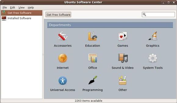 Ubuntu Software Center skal gi brukerne bedre oversikt over den store mengden av tilgjengelig programvare til Ubuntu 9.10. <i>Bilde: Canonical, Ltd.</i>