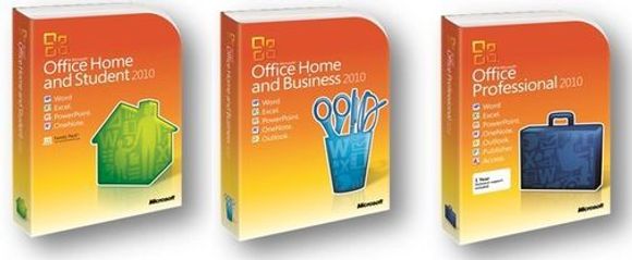 De vanligste utgavene av Microsoft Office 2010.