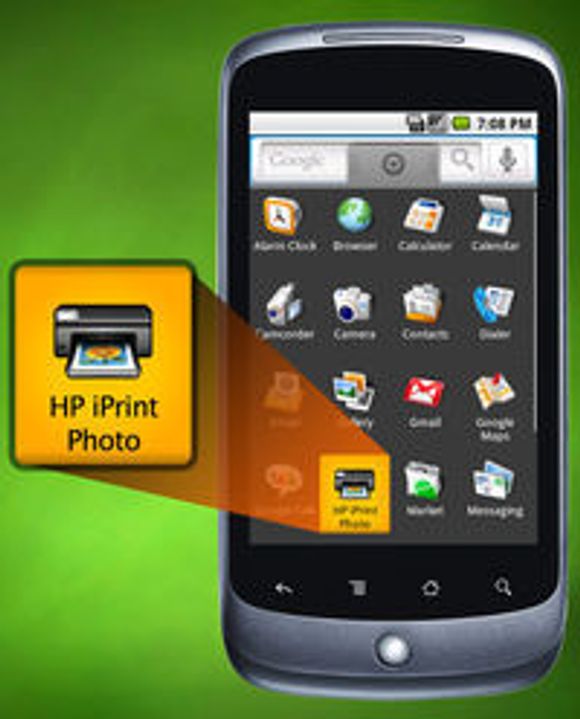HP iPrint Photo gjør det enkelt å skrive ut bilder fra mobiltelefonen til en skriver over WLAN. Her den nye versjonen for Android. iPrint Photo er også tilgjengelig for Symbian, Windows Mobile og Apple-enhetene iPhone, iPad og iPod Touch. <i>Bilde: HP</i>