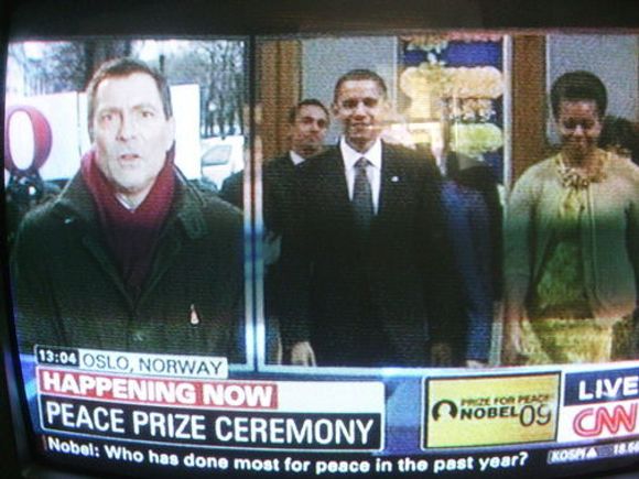 Opera kuppet CNN-sendingen fra utdelingen av Fredsprisen til Barrack Obama. <i>Bilde: Twitpic-brukeren x_a</i>