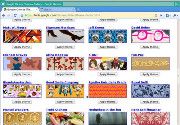 Brukere av Chrome for Linux har en mengde temaer å velge mellom.