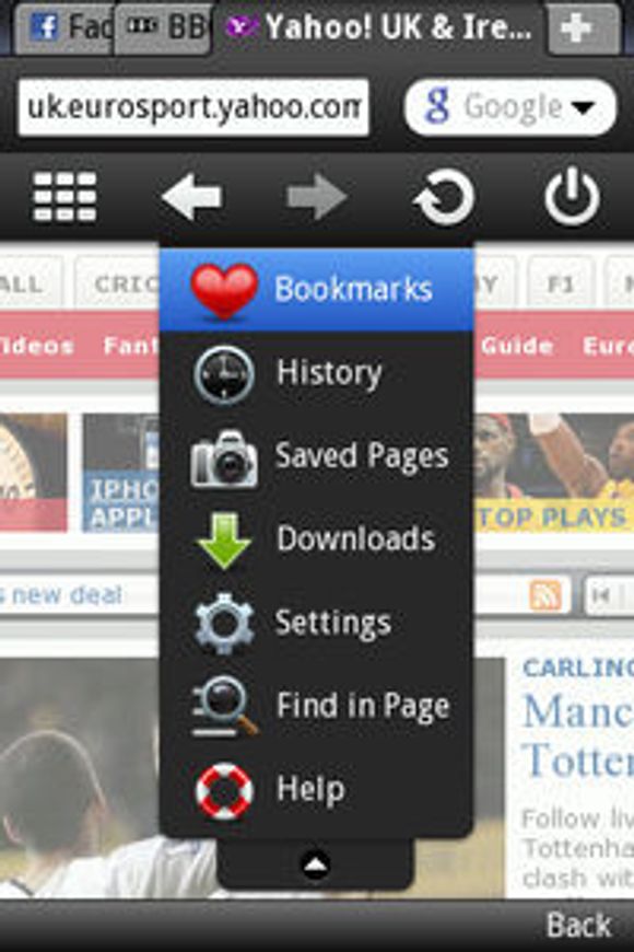 Menyen i Opera Mobile 5 Beta 2 for Symbian S60.