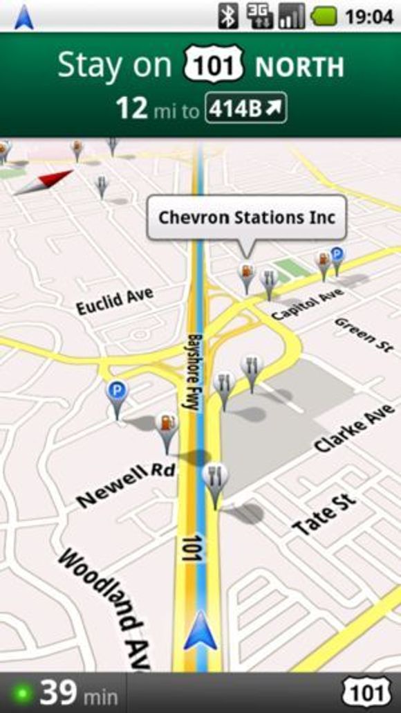 Google Maps Navigation kan vise ulike informasjonslag over kartene. <i>Bilde: Google</i>