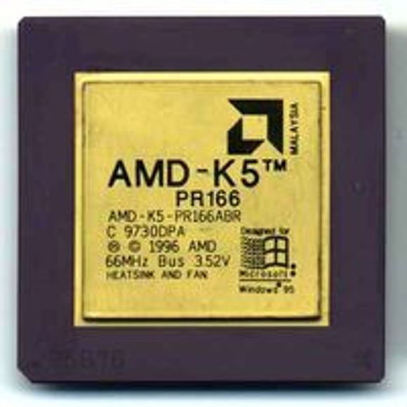 AMD K5 PR166 fra 1996. Foto: Wikimedia Commons. Lisens: GNU Free Documentation License.
