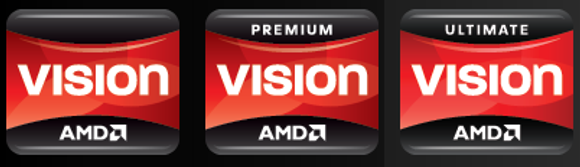 Logoene for de ulike AMD Vision-klassene.