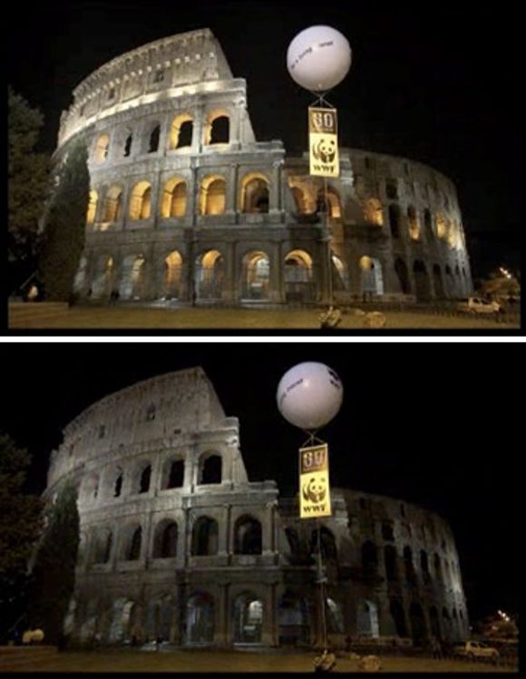 Roma før og under Earth Hour.