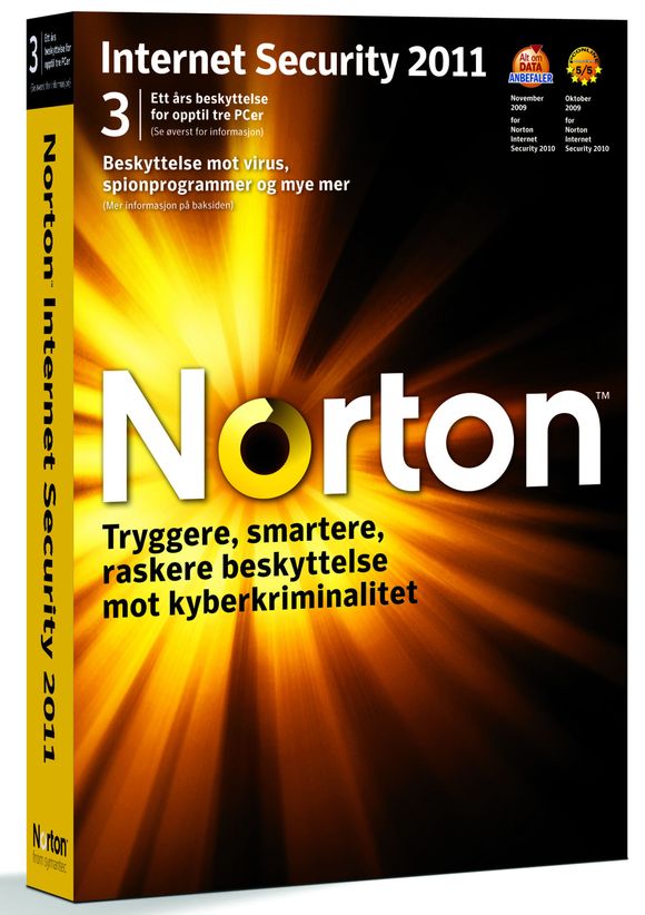 Norton Internet Security 2011 kan installeres på tre ulike pc-er.