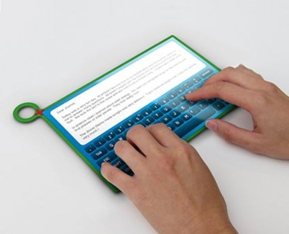 OLPC XO-3 med virtuelt tastatur <i>Bilde: FuseProject</i>