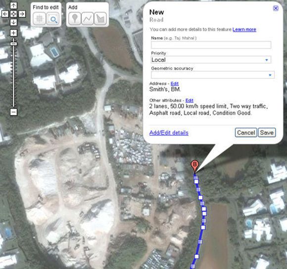 Veimarkering i Google Map Maker