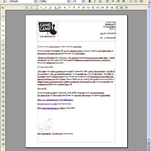 Visning av .doc-dokumentet i OpenOffice.org 3.0.