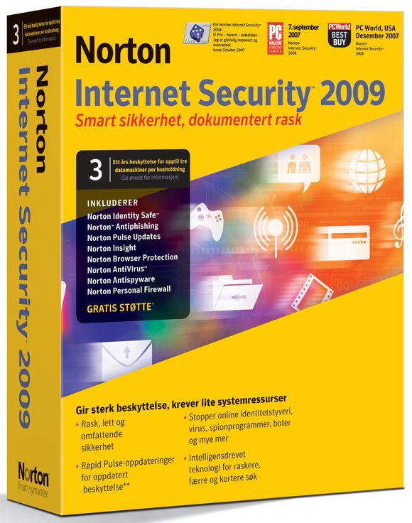 Norton Internet Security 2009 kan brukes til å verne inntil tre pc-er i samme husholdning.