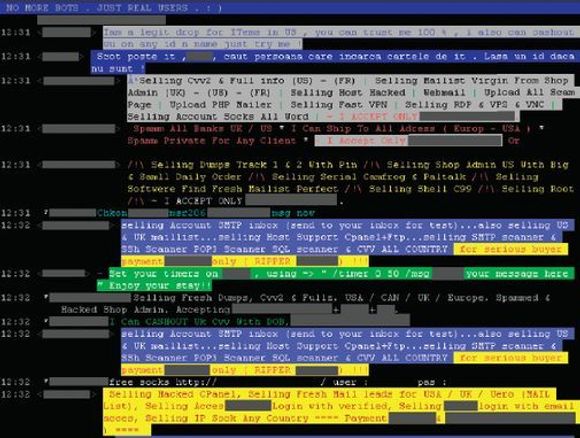 Kriminelle kjøper og selger tjenester og programvare på pratekanaler som IRC,  (Internet Relay Chat). (Foto: Symantec)